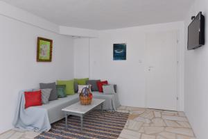 梅加斯·亚洛斯-奈特斯VILLA PETROS SEA SUITE的带沙发和电视的客厅