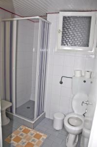 斯基亚索斯镇克里斯蒂娜酒店的一间带卫生间和淋浴的小浴室