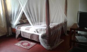 恩德培斯格威酒店的一间卧室配有一张带蚊帐的床