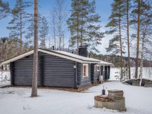 AnttolaHoliday Home Aurinkoniemi by Interhome的雪中小木屋,有树木