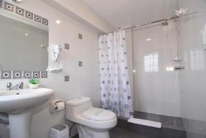 库斯科普利斯玛库斯科酒店的浴室配有卫生间、盥洗盆和淋浴。