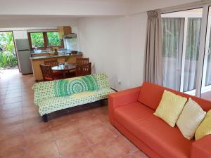 甘博阿Gamboa Apartment Toucan y Studio Ñeque的一间带两张沙发的客厅和一间厨房