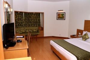奥兰加巴德VITS Aurangabad的酒店客房,配有床和电视