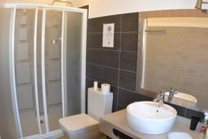 厄尔·波索·德·洛斯·弗莱尔卡萨斯玛丽亚卡莫纳度假屋的浴室配有卫生间、盥洗盆和淋浴。