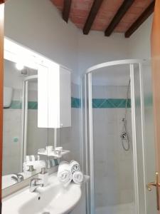 圣奎里科-多尔恰Camera La Margherita的一间带水槽和淋浴的浴室