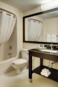 雅茅斯茅斯康福特茵酒店的一间带卫生间、水槽和镜子的浴室