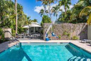 基韦斯特最南端成人独家酒店的棕榈树庭院内的游泳池