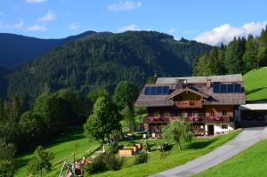 蓬高地区埃本尼西尔古特生态农庄酒店的山上的太阳能电池板房子