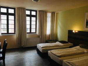 杜塞尔多夫杜塞尔多夫阿尔特酒店的酒店客房带两张床和两个窗户