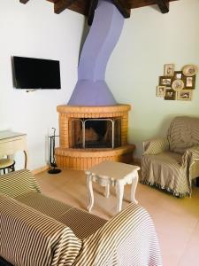 Tóriza伊拉艾拉避暑山庄酒店的客厅设有壁炉和电视