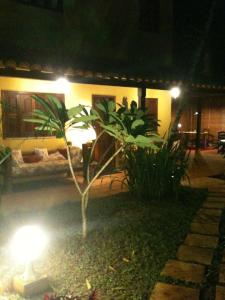 莫罗圣保罗Sitio Oasis的夜空在房子前面的小树