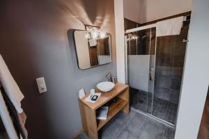 迪南考特萨克斯住宿加早餐旅馆的一间带水槽和淋浴的浴室