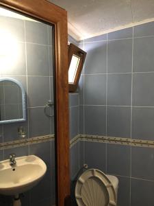 辛尼莫雷特Дървени къщички - Лион的一间带卫生间、水槽和镜子的浴室