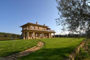GradoliIl Casale degli Ulivi的绿色田野顶部的大房子
