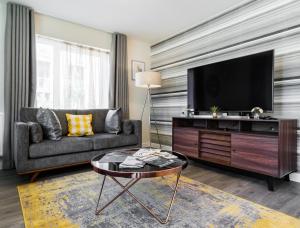 查塔姆Fortified Luxury Apartment的带沙发和平面电视的客厅