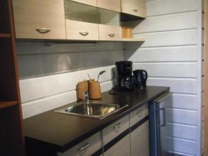 克雷廷加Garaseta的一间带水槽和微波炉的小厨房