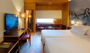 萨拉戈萨戈雅酒店的配有一张床和一台平面电视的酒店客房