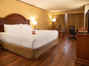 蒙特雷蒙特雷皇冠假日酒店 的酒店客房设有一张大床和一张书桌。