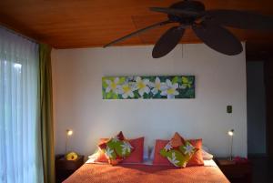 安加罗阿马拉埃卡瓦尼亚斯普利米尔酒店的一间卧室配有一张带吊扇的床