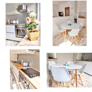 耶弗尔Friesenbude Deluxe的厨房照片和桌椅相拼合