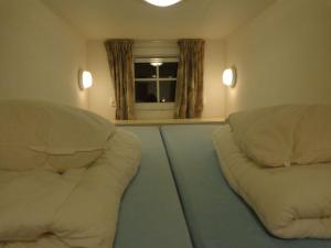 ReutumLodge 6 personen camping de Molenhof的客厅设有两张沙发和一个窗户