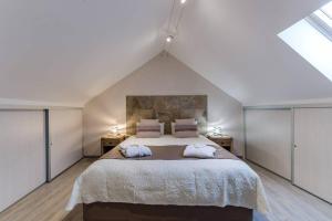 Balnot-sur-LaignesLes 3 cépages的一间卧室配有一张大床和两个枕头