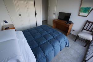 布宜诺斯艾利斯Ático Palermo的一间卧室配有一张床、一把椅子和电视