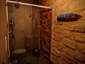 阿格里真托Aljama - Downtown B&B的带淋浴和玻璃淋浴间的浴室