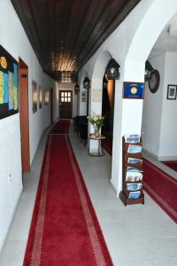 乌尔齐尼库拉巴尔沙弗酒店的走廊上的红地毯,有红地毯