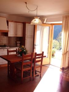 摩德纳迪-坎皮格里奥Albergo Garnì Maso Mistrin的厨房配有桌椅和窗户。