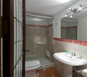 科尔多瓦Entre 2 Mezquitas的带淋浴、卫生间和盥洗盆的浴室