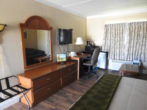 罗马瑞拉克斯公寓的酒店客房配有书桌和镜子