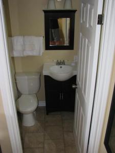 北悉尼麦克尼尔汽车旅馆的一间带卫生间、水槽和镜子的浴室