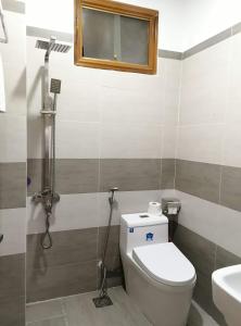 海防Le Thanh Hotel的一间带卫生间和水槽的浴室
