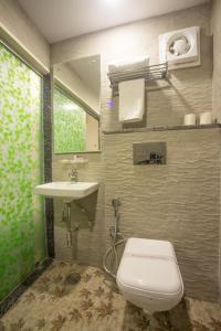 新德里Delhi Guest House的一间带卫生间和水槽的浴室