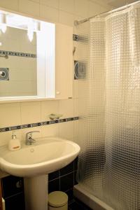 卡拉马塔Sunny City Studio的一间带水槽和淋浴的浴室