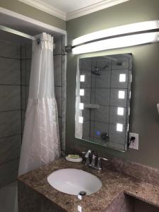 海恩尼斯海岸酒店的一间带水槽和镜子的浴室