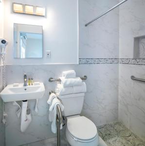 圣徒皮特海滩圣皮特海滩套房酒店的白色的浴室设有卫生间和水槽。