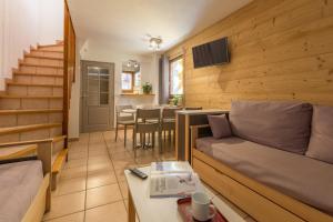 拉萨尔莱阿尔佩阿尔平花园小木屋旅馆的客厅配有沙发和桌子