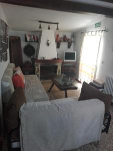 PadiernosCasa rural El Rincón的客厅配有沙发和桌子