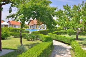 BryastovetsSunny Hills Villas的一个带树 ⁇ 和游泳池的花园
