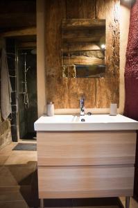 Sant Pere de TorellóCan Poca Roba的浴室设有白色水槽和镜子