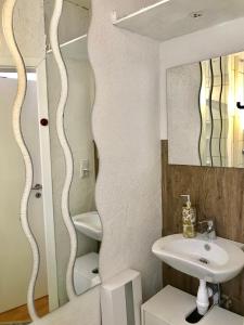 埃迪格尔-埃莱尔埃迪格尔埃莱尔公寓的一间带水槽和镜子的浴室
