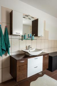 SevnicaWineyard getaway house的一间带水槽和镜子的浴室