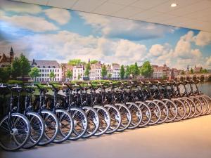 马斯特里赫特Dormio Resort Maastricht Apartments的一排自行车停放在一排