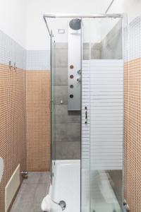 罗马Monti49 GuestHouse的浴室里设有玻璃门淋浴