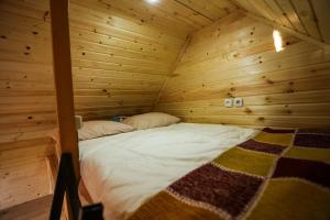 库塔伊西BUKHRIANI的木板间内的一张床位,木墙