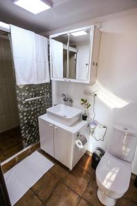 库塔伊西BUKHRIANI的浴室配有卫生间、盥洗盆和淋浴。