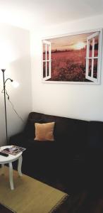 马尔肖阿木福利森系酒店的客厅配有沙发和墙上的照片