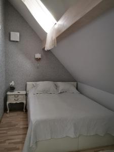 派尔努Kuninga 24 Apartment的卧室配有白色的床和天窗